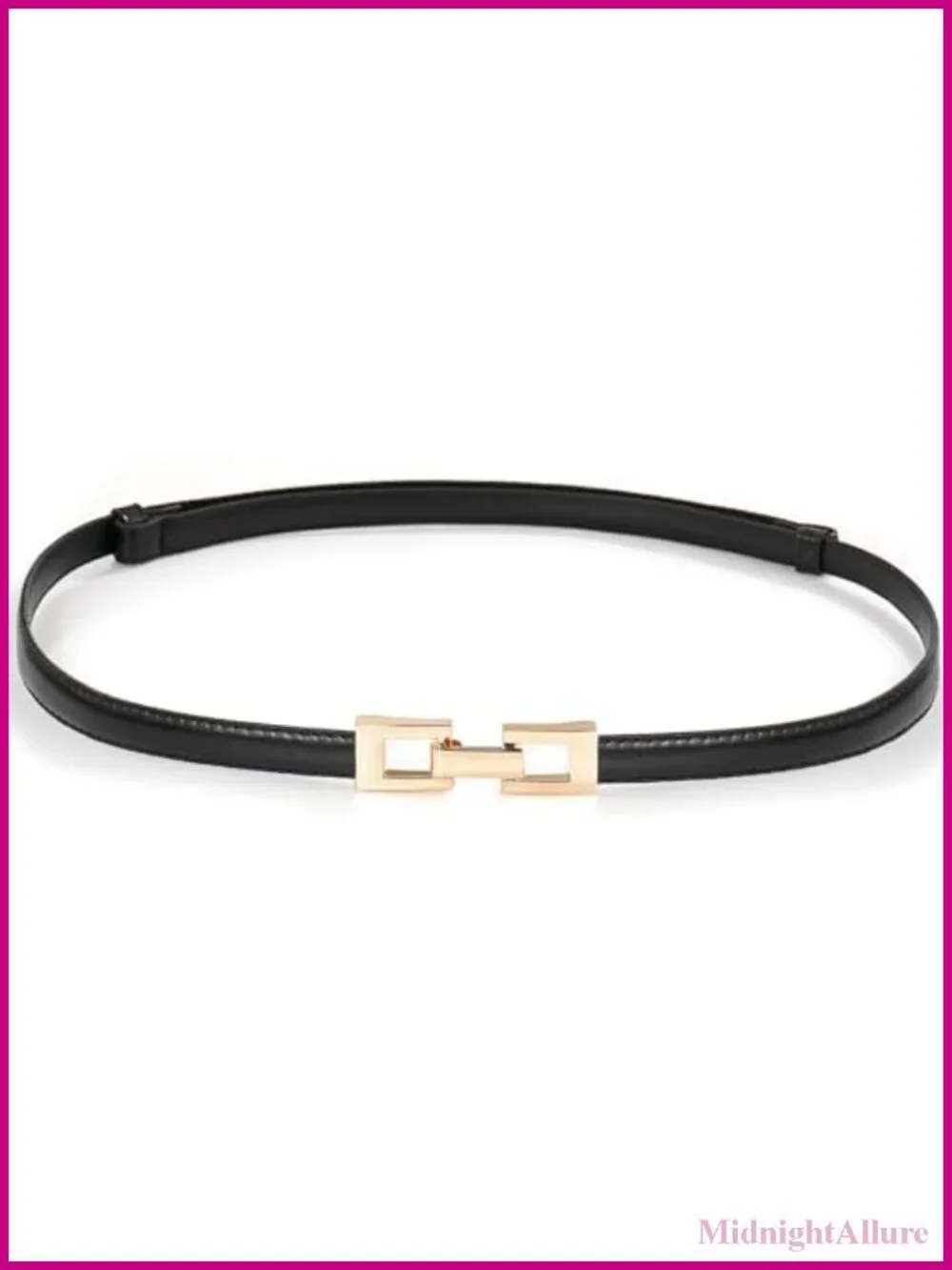 Skinny PU Leather Waist Belt with Gold Buckle for Dresses